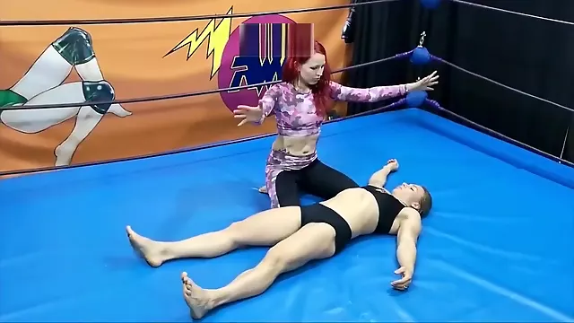 Karina shows her wrestling skills